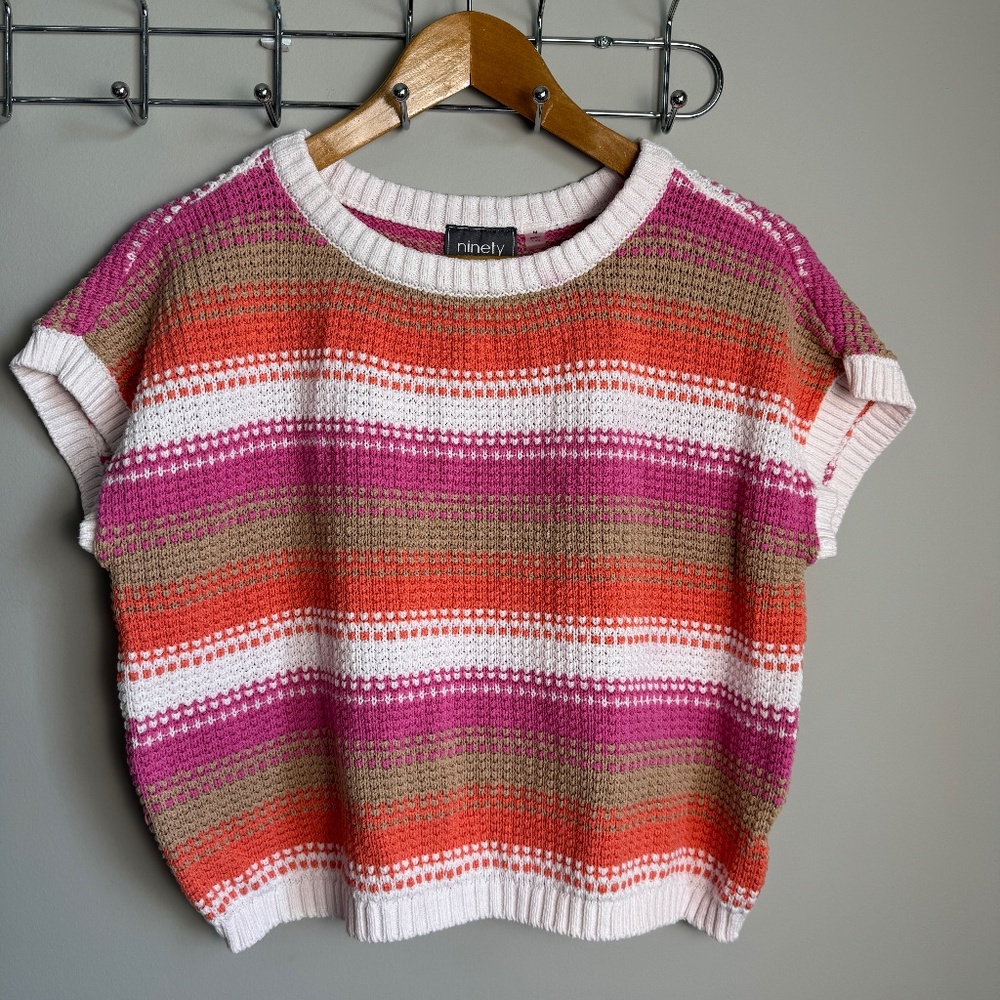 Ninety Clothing Co Women's Cropped Sleeveless Sweater Multicolor‎ Medium Rainbow